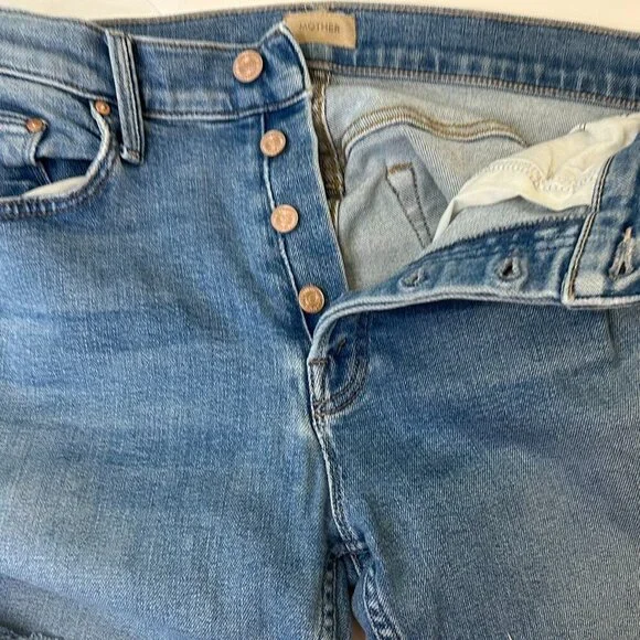 Mother High Rise Tomcat Flood Fray Flag Me DownStraight Leg Jeans Size 29